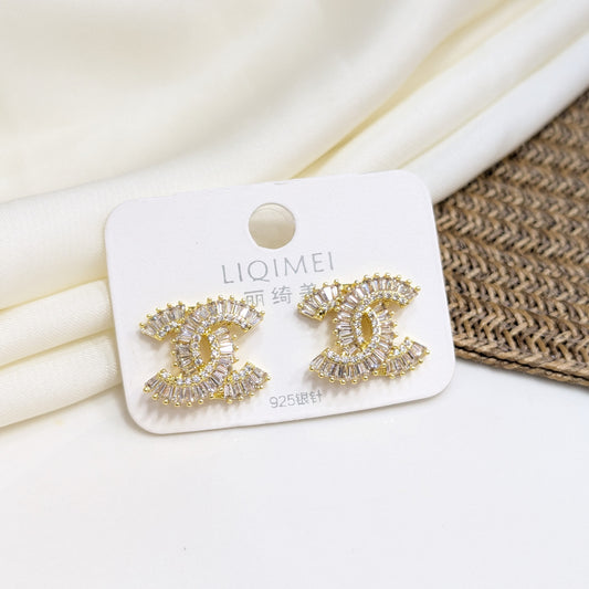 BAGUETTE MONOGRAM EARRINGS