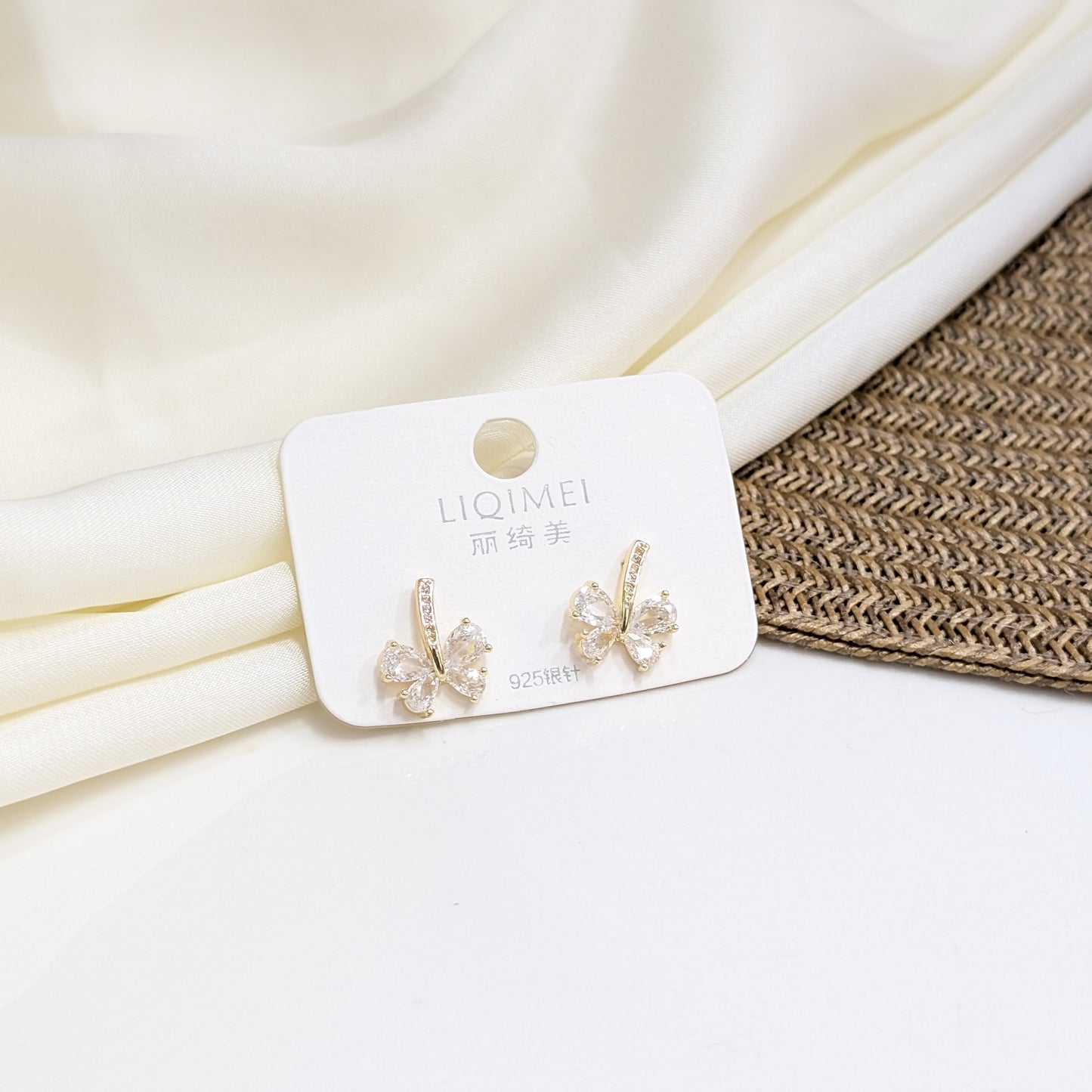 MINI CRYSTAL BUTTERFLY EARRINGS