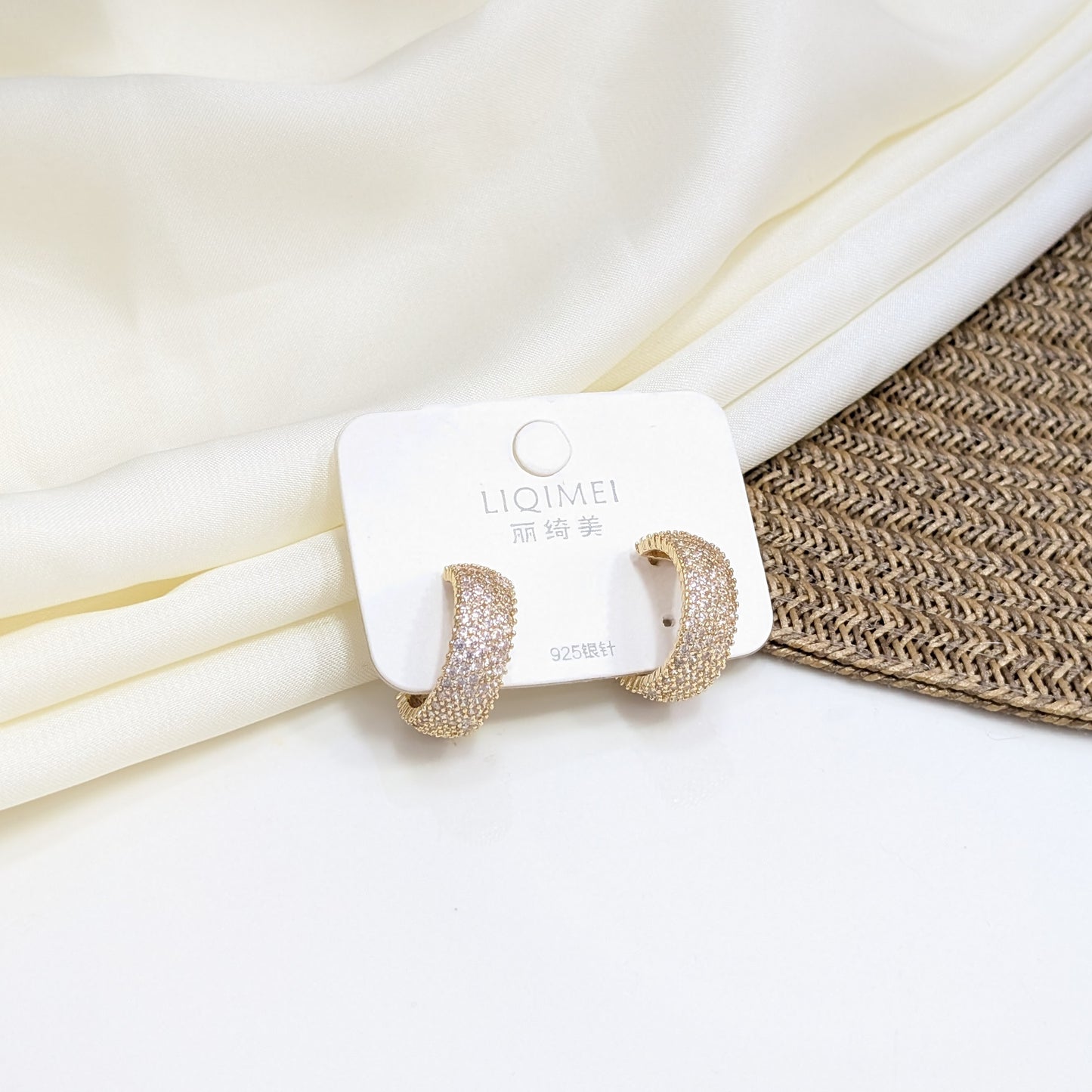 GOLDEN PAVÉ DOME EARRINGS