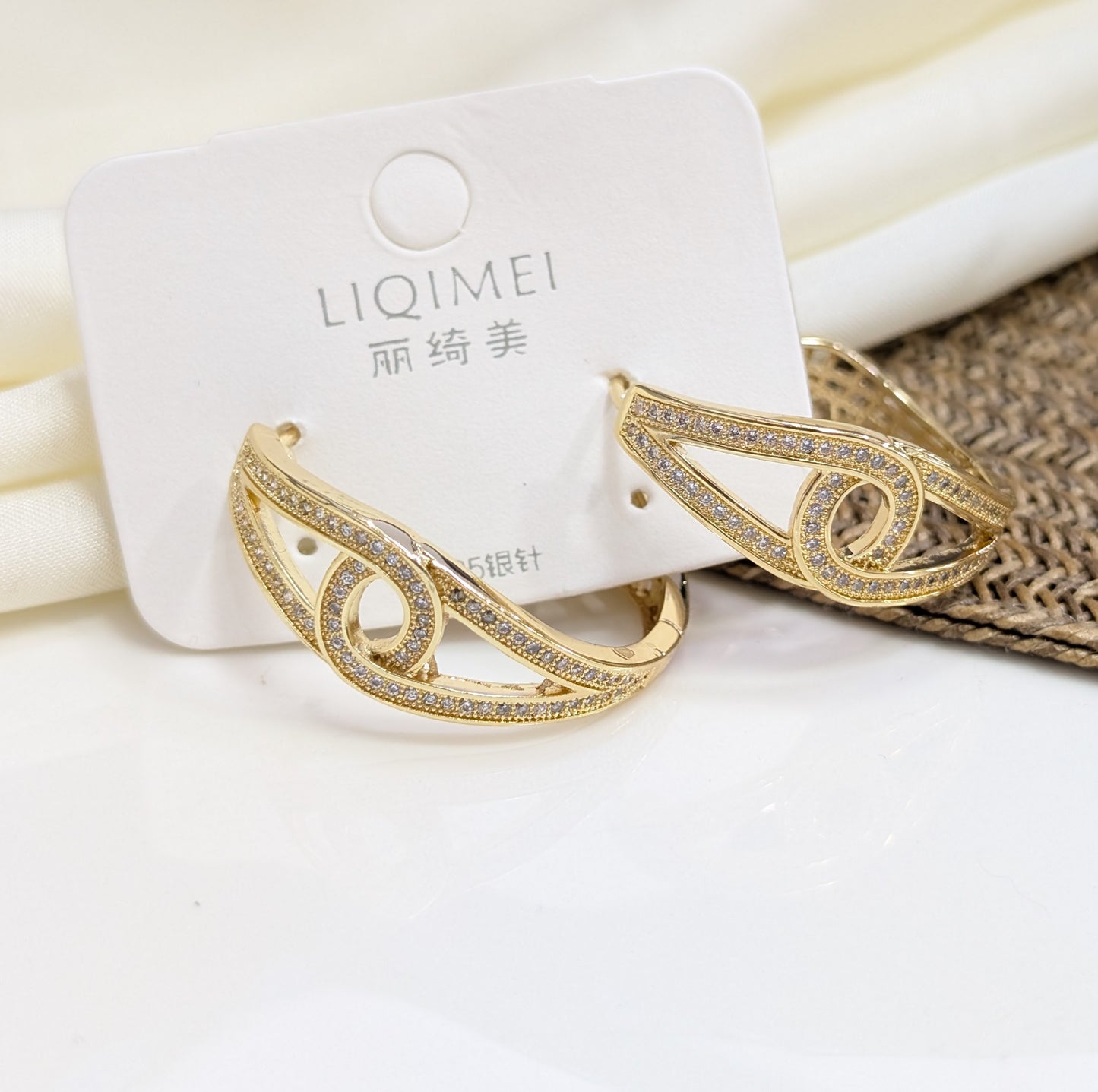 ETCHED GOLDEN CRESCENT EARRINGS