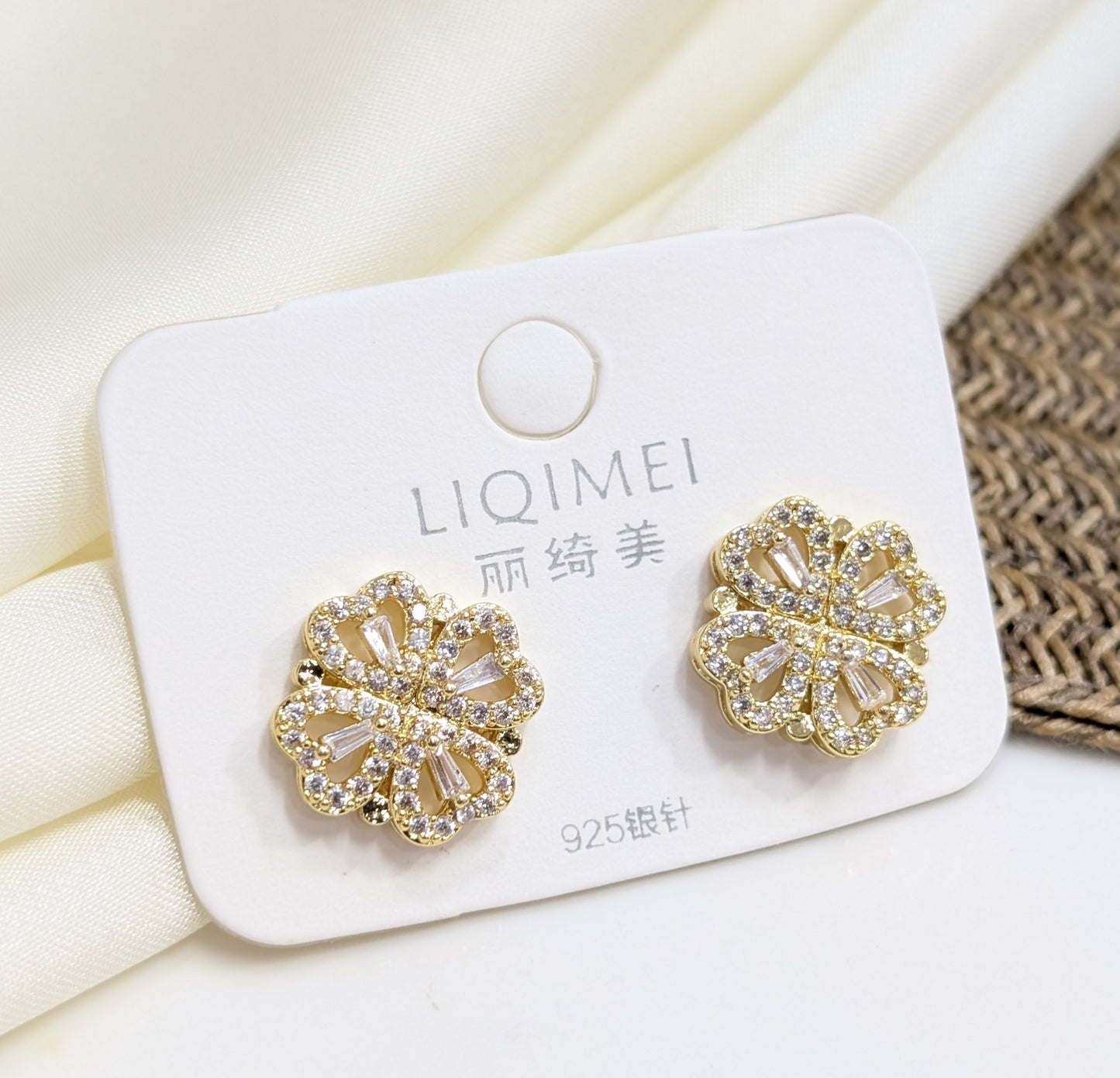 PAVÉ CLOVER BLOSSOM EARRINGS