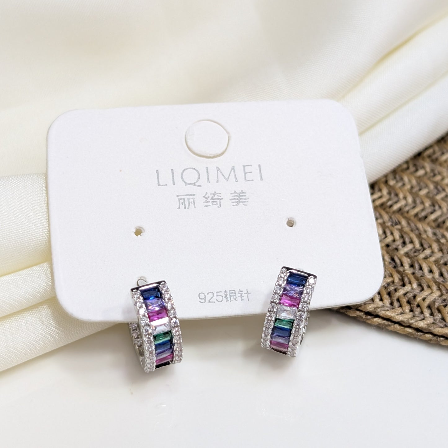 RAINBOW ETERNITY HUGGIE EARRINGS