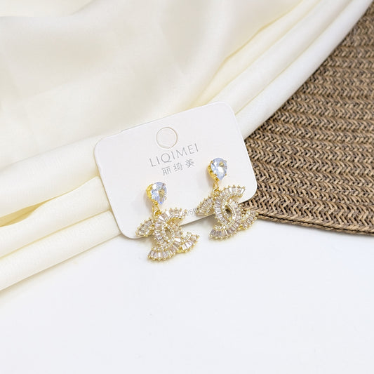 TEARDROP MONOGRAM HALO EARRINGS