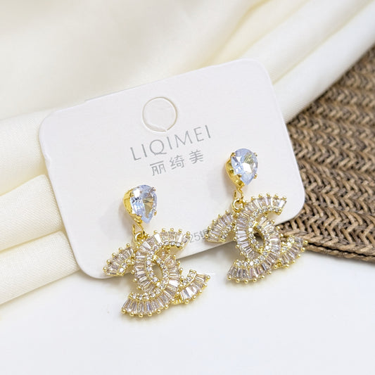 TEARDROP MONOGRAM HALO EARRINGS