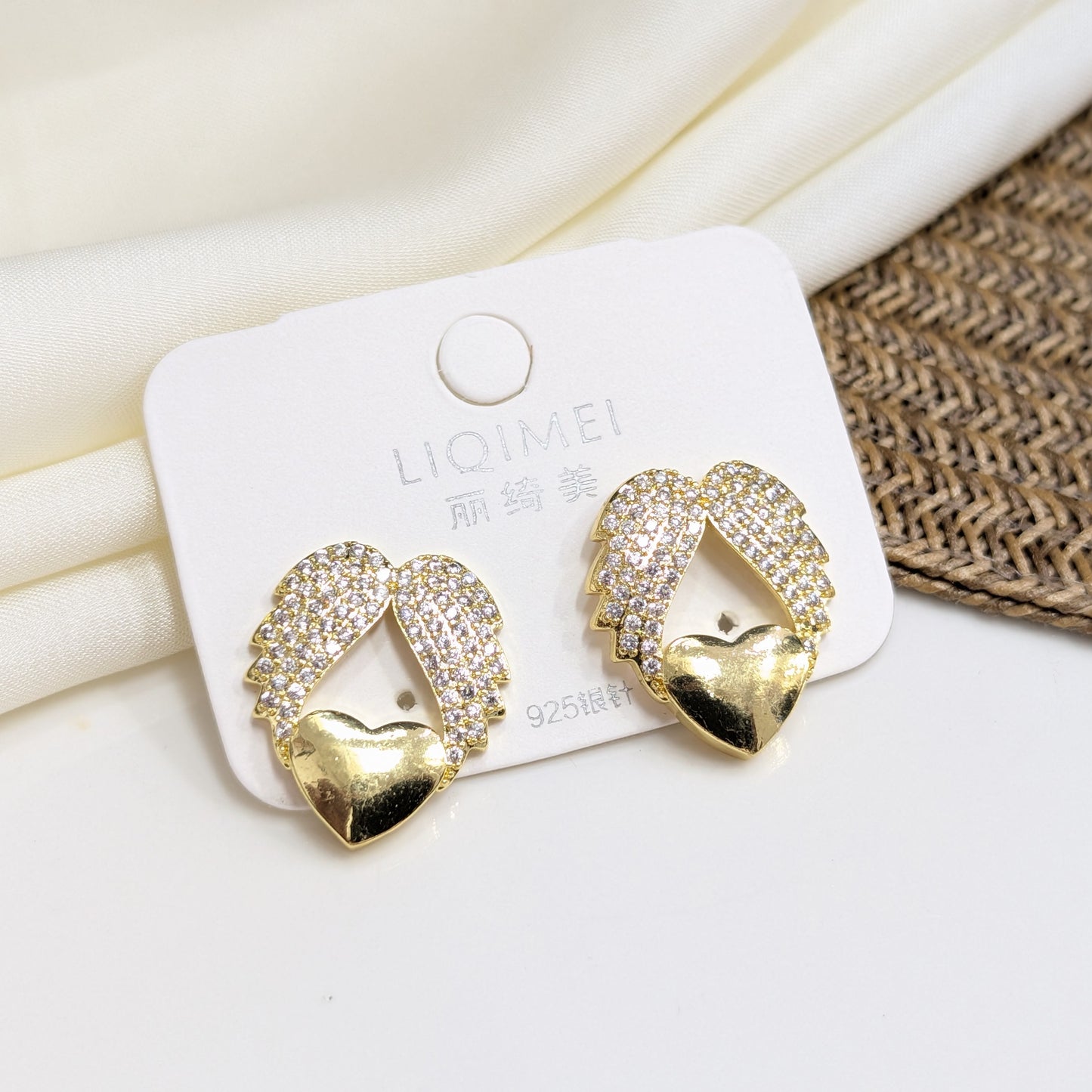 CRYSTAL ANGEL WING EARRINGS