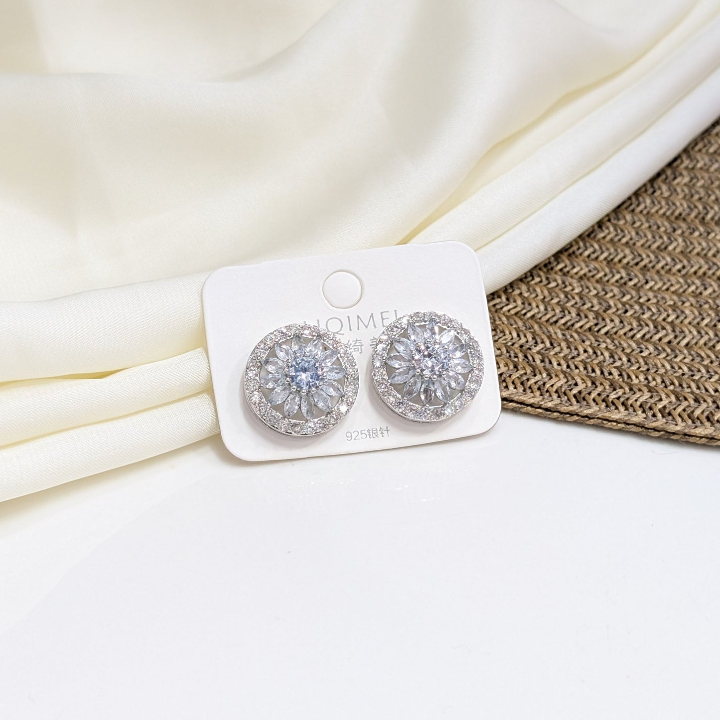 ICED SNOWFLAKE SOLITAIRE EARRINGS