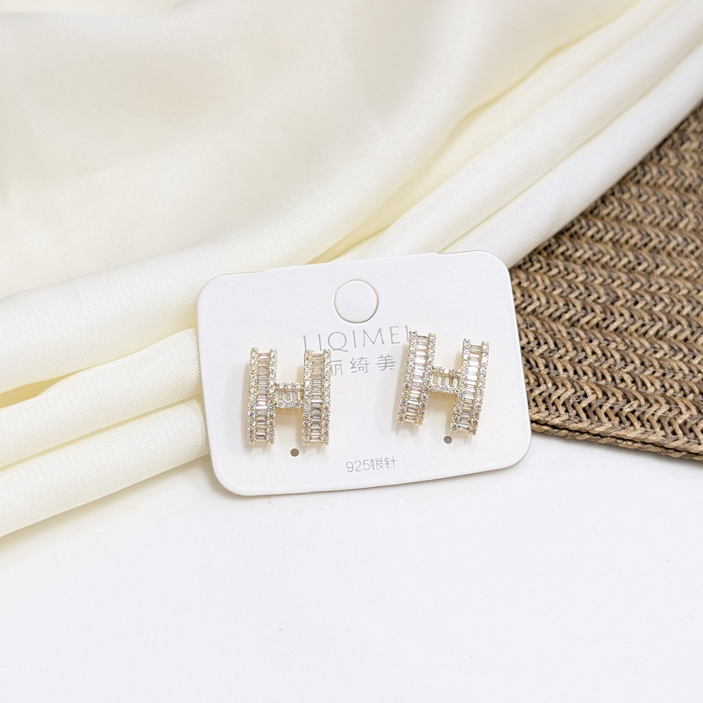 BAGUETTE MONOGRAM INITIAL EARRINGS