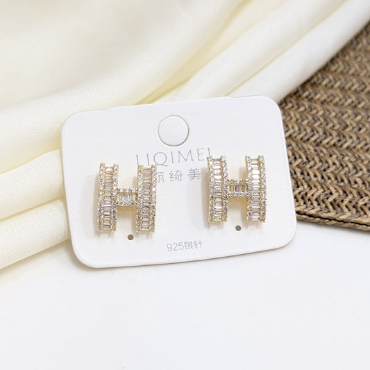 BAGUETTE MONOGRAM INITIAL EARRINGS