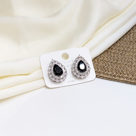 ONYX HALO TEARDROP EARRINGS