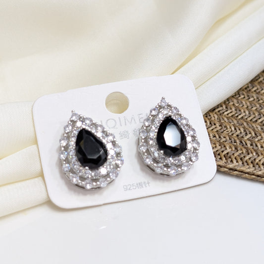 ONYX HALO TEARDROP EARRINGS