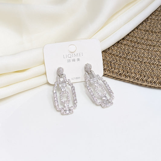 SILVER FRAME EARRINGS