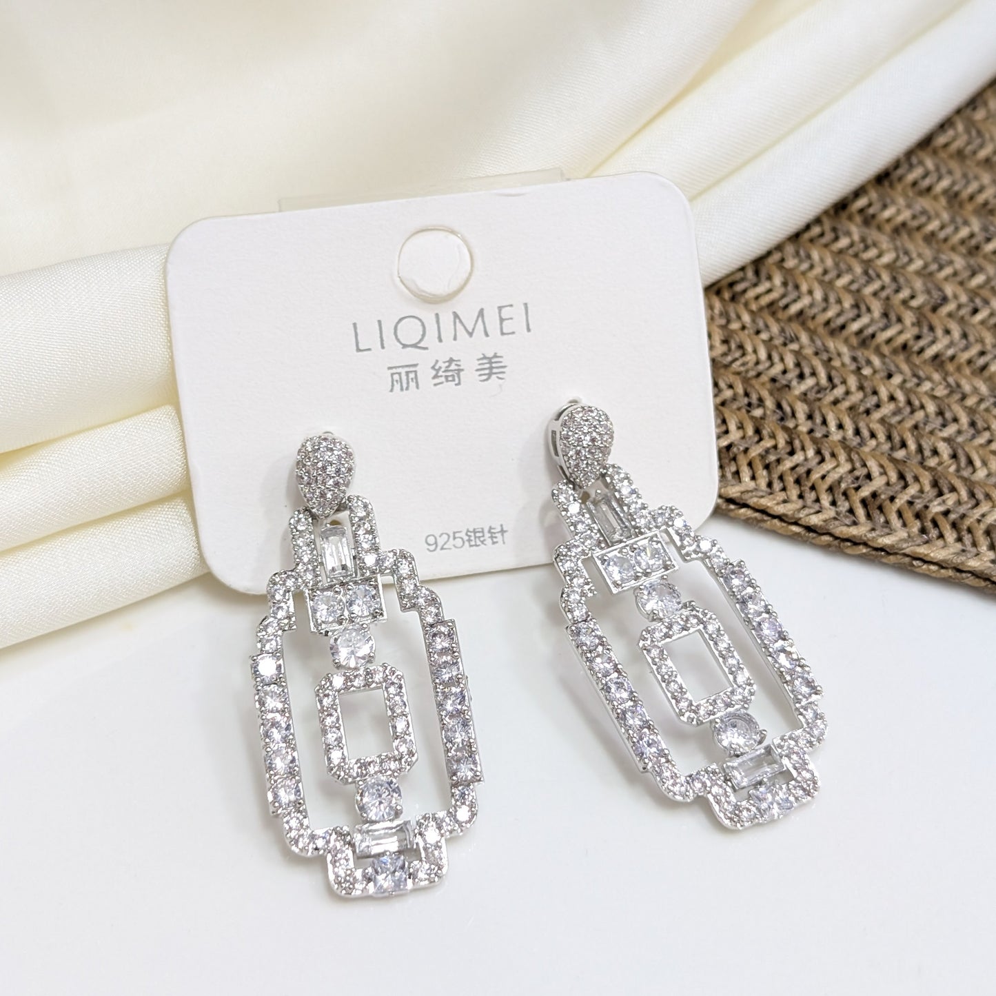 SILVER FRAME EARRINGS