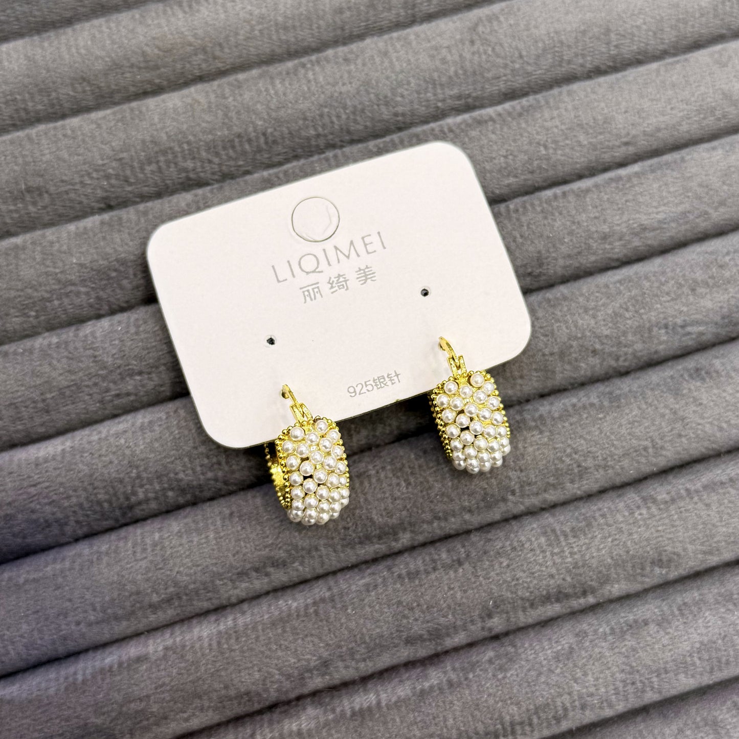 PEARL PAVÉ HUGGIE EARRINGS