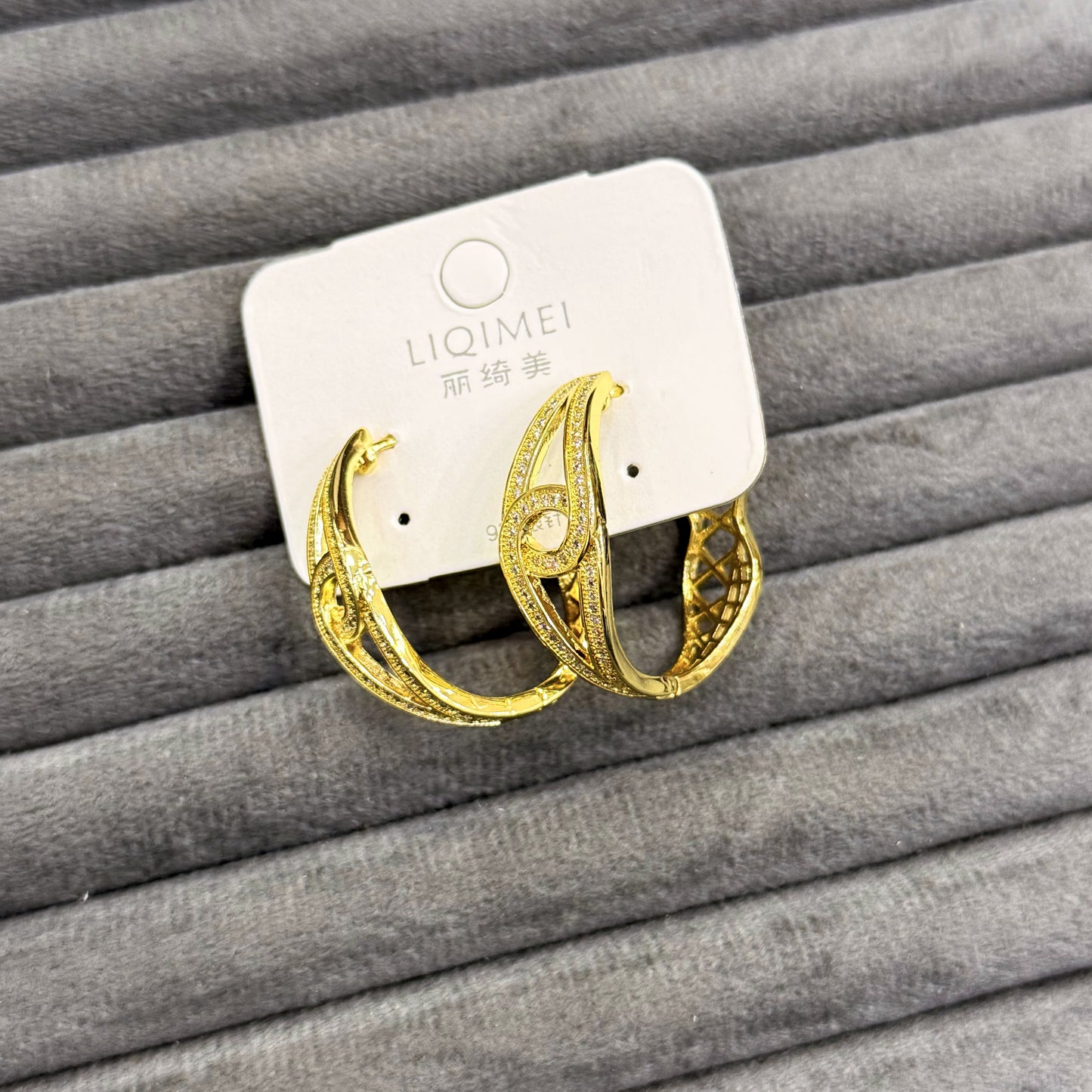 ETCHED GOLDEN CRESCENT EARRINGS
