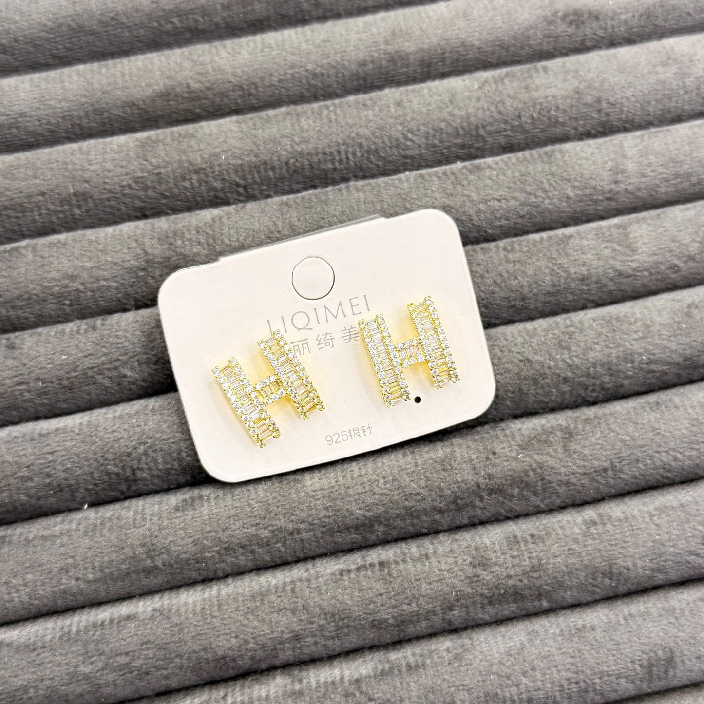 BAGUETTE MONOGRAM INITIAL EARRINGS