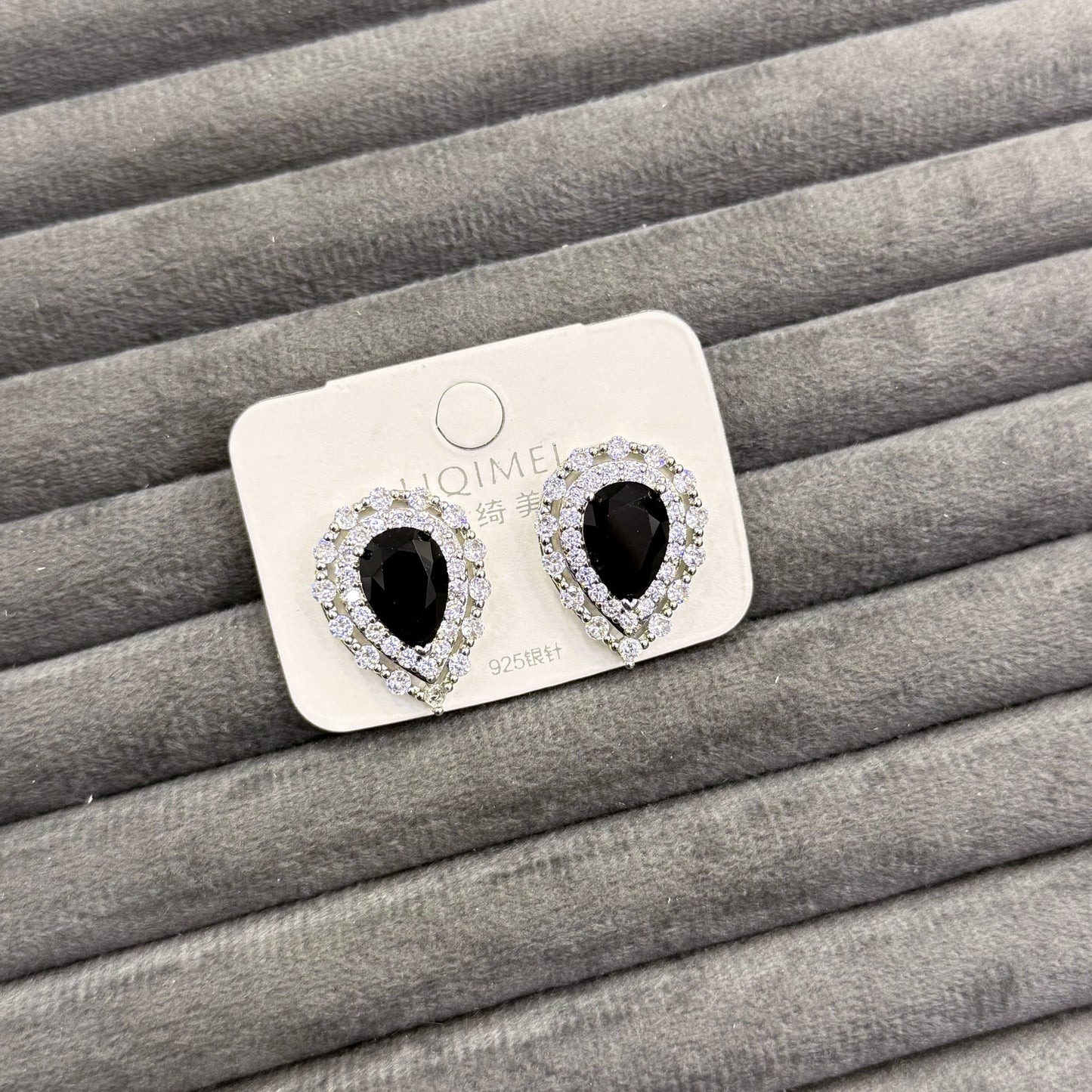 ONYX HALO TEARDROP EARRINGS