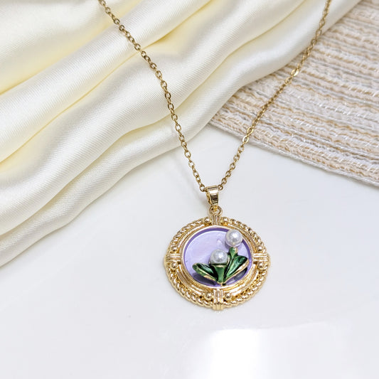 AMETHYST BUD MEDALLION LOCKETS
