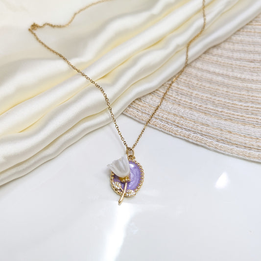 LAVENDER TULIP DISK LOCKETS