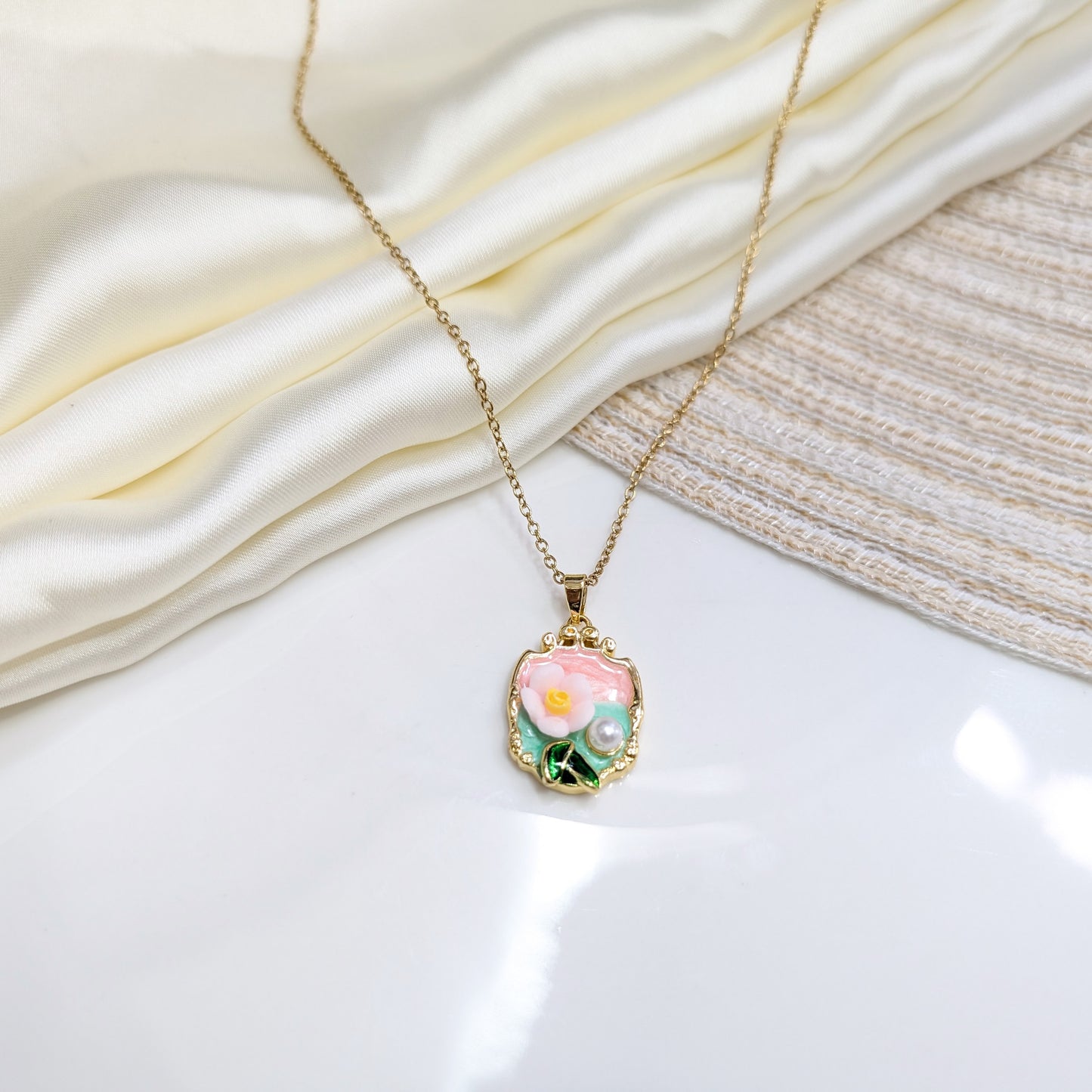 BLUSH PEONY ENAMEL LOCKETS