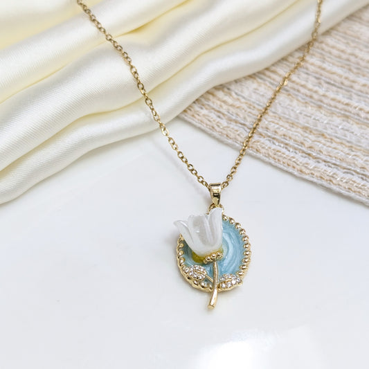 AZURE TULIP HALO LOCKETS