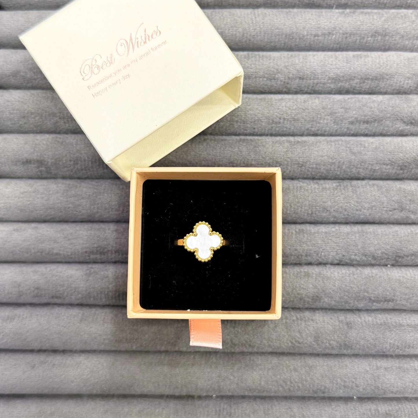 MOTHER OF PEARL CLOVER RINGS