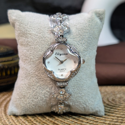 Silver petal watch