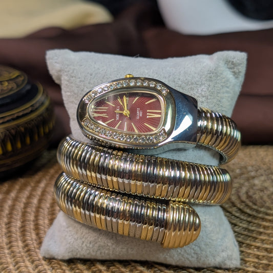 Maroon two tone snake watch