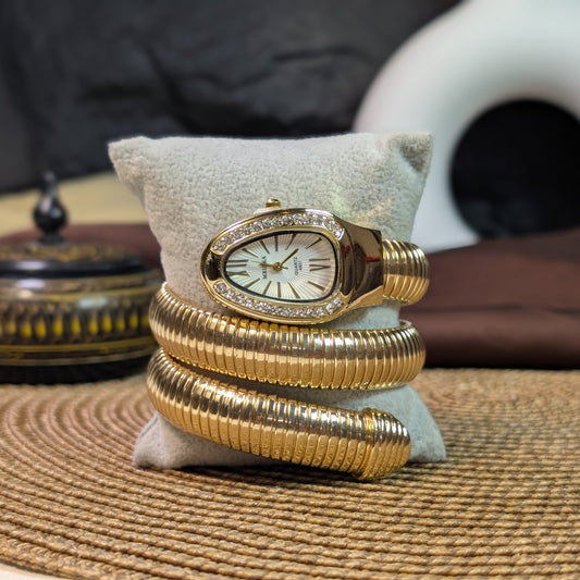 White golden snake watch