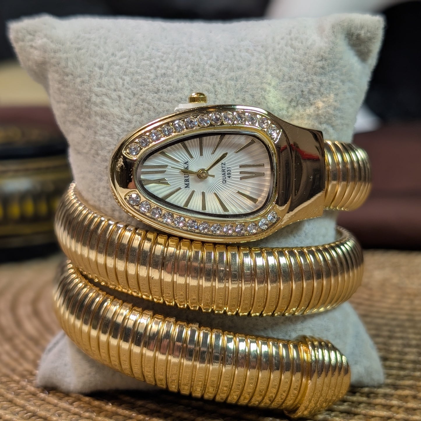 White golden snake watch