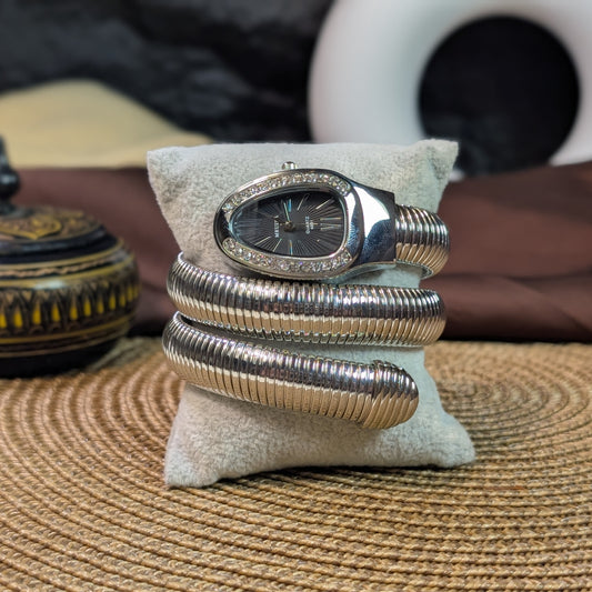 Black silver snake watch