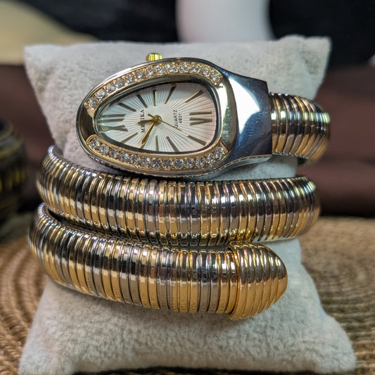 white two tone snake watch