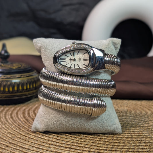White silver snake watch