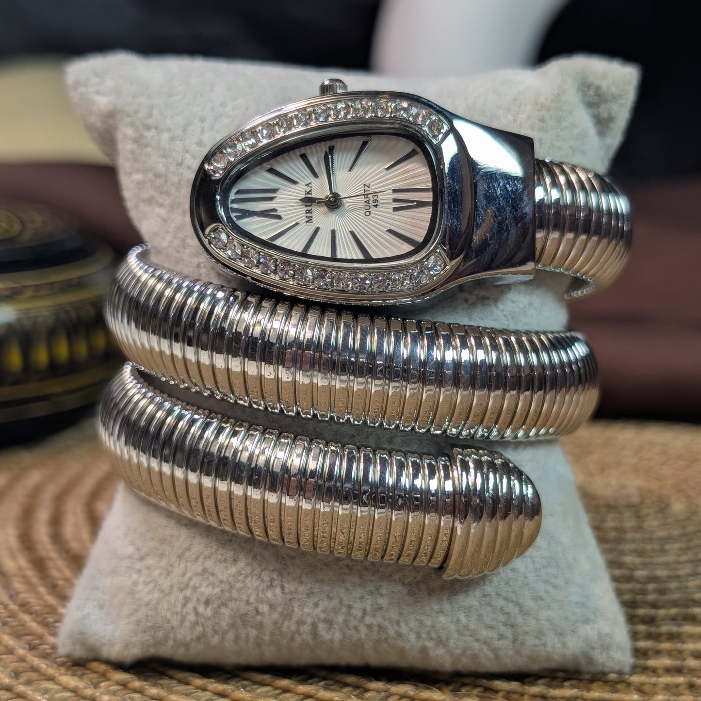 White silver snake watch