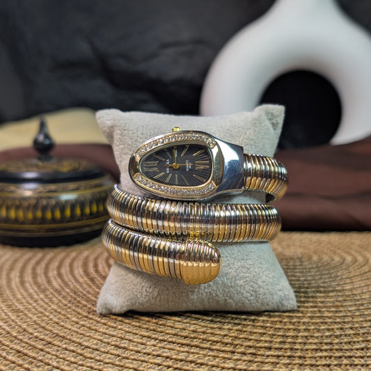 Black two tone snake watch