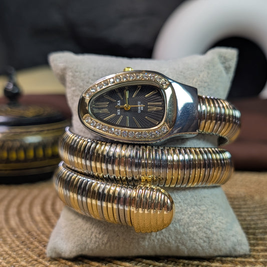 Black two tone snake watch