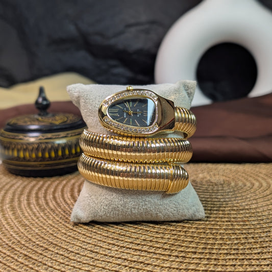 Black golden snake watch