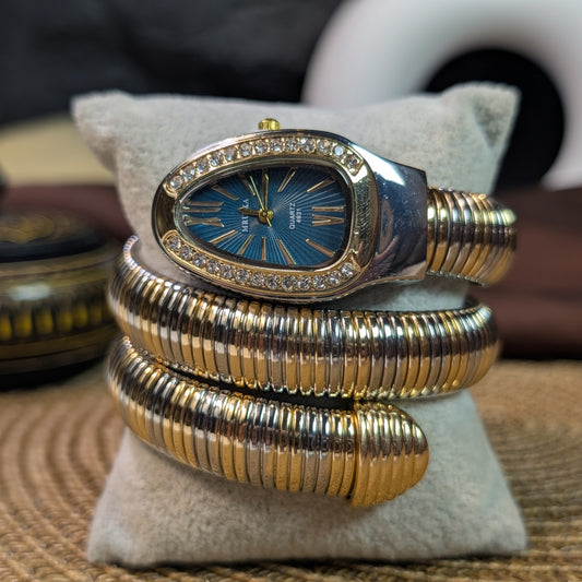 Turquoise two tone snake watch