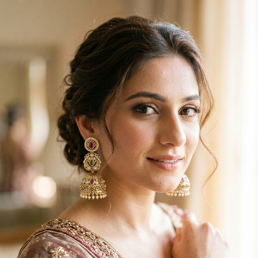 ZARRIN BLOOM STONE JHUMKIS