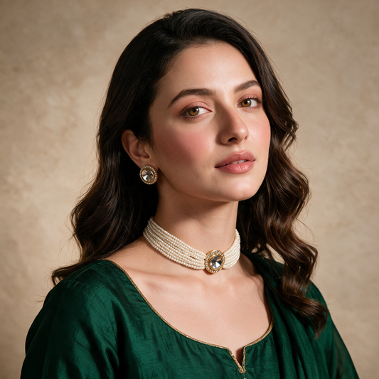 Crystal Pearl Kundan Choker